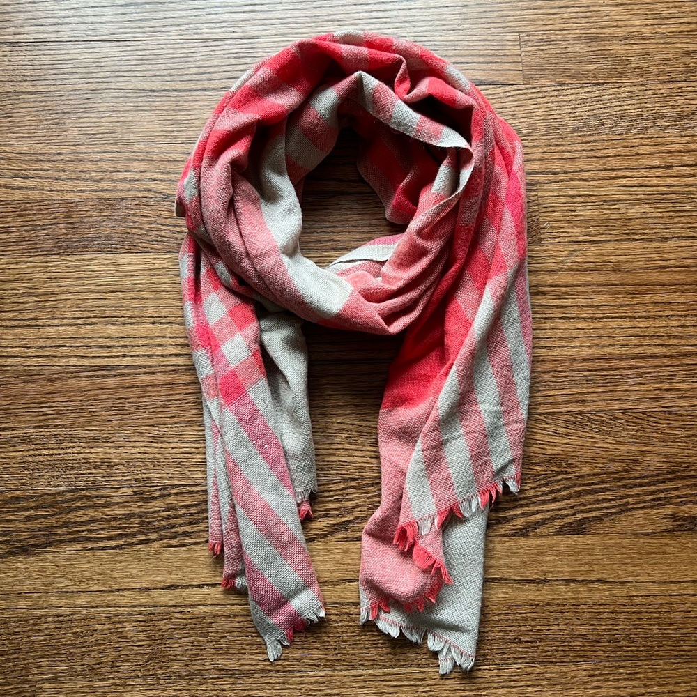 Tan and Red Plaid Scarf